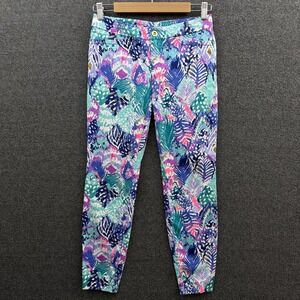 Lilly Pulitzer Pant Womens 0 Quill‎ Out Kelly Skinny Ankle Crop Textured 12816